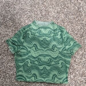 Amazon Green Wave Pattern Crop Top